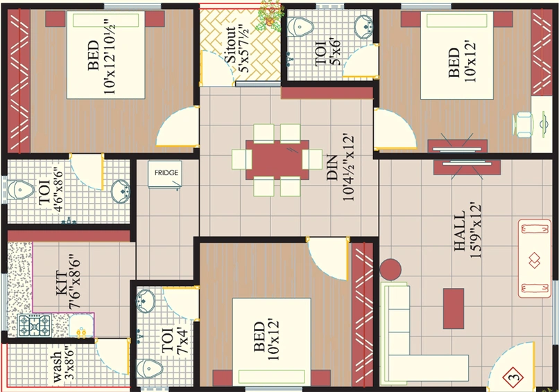 3 BHK Flat in Nestcon Orchid in Trimulgherry, Hyderabad - Image 807950