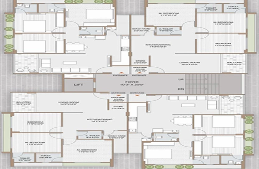 Floor Plan of Dynamic Mihir Apartment in Navrangpura, Ahmedabad - Image 143544