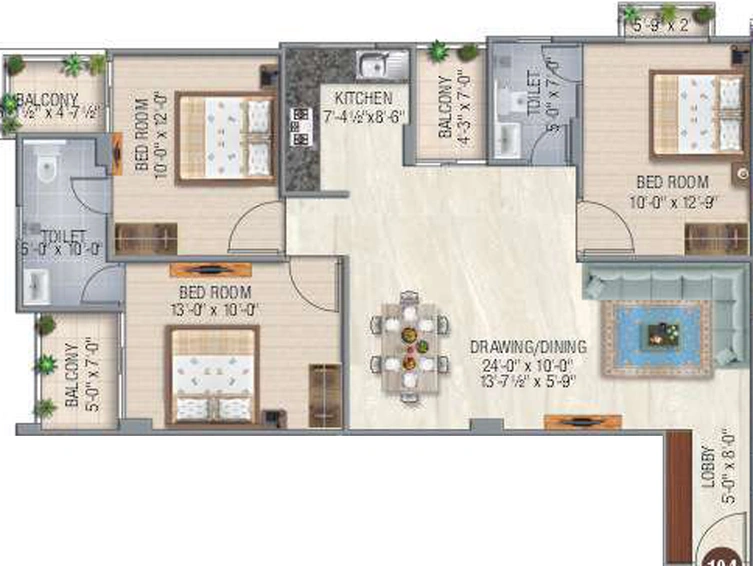 3 BHK Flat in SGA The Antalyas in Mansarovar, Jaipur - Image 808023