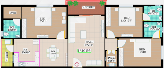 3 BHK Flat in Nestcon Dhruva Tara in Alwal, Hyderabad - Image 808034