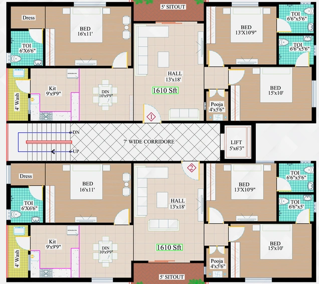 Floor Plan of Nestcon Dhruva Tara in Alwal, Hyderabad - Image 143642