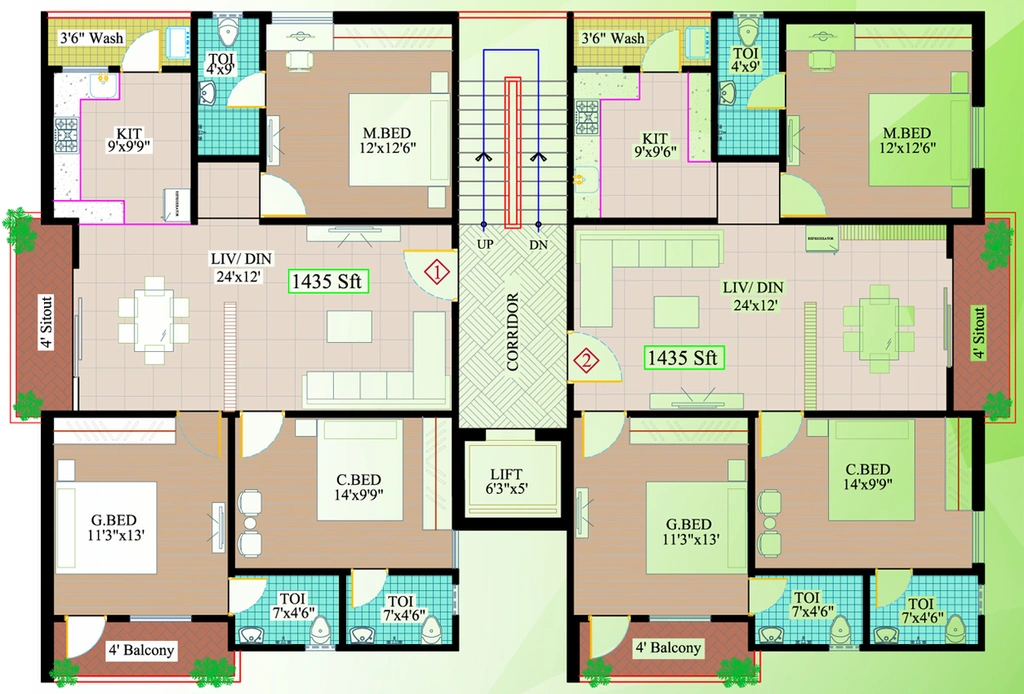 Floor Plan of Nestcon Jade in Alwal, Hyderabad - Image 143649