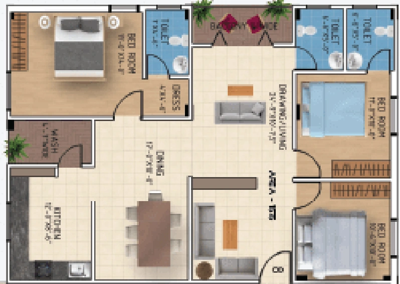 3 BHK Flat in Nestcon Chintala Residency in Alwal, Hyderabad - Image 808040