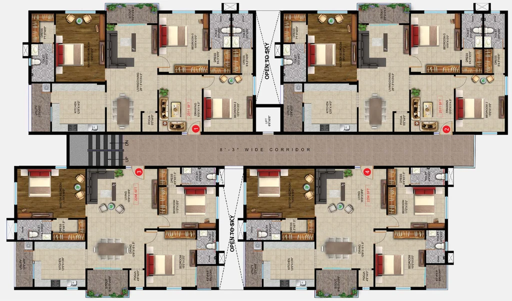 Floor Plan of Sikhara Pride in Ameenpur, Hyderabad - Image 143696