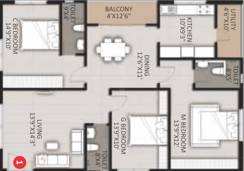 3 BHK Flat in AVL Ramya Residency in Boduppal, Hyderabad - Image 808070