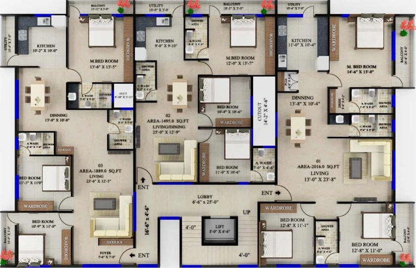 Floor Plan of Peace Paradise in Vijayanagar, Bangalore - Image 143837