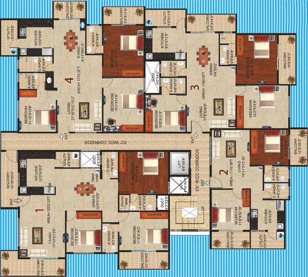 Floor Plan of Peace Sapphire in Vijayanagar, Bangalore - Image 143852