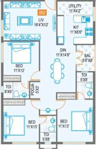 3 BHK Flat in Samhita Sarovar in Horamavu, Bangalore - Image 808125