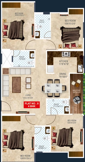 4 BHK Flat in Vinayak Royal Crysta in Mansarovar, Jaipur - Image 808132