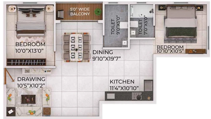 2 BHK Flat in Harshpriya HP Square in Patrapada, Bhubaneswar - Image 666483