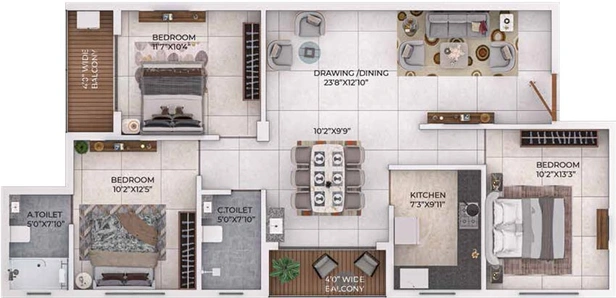 3 BHK Flat in Harshpriya HP Square in Patrapada, Bhubaneswar - Image 666484