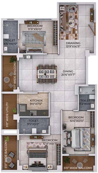 3 BHK Flat in Harshpriya HP Square in Patrapada, Bhubaneswar - Image 666485
