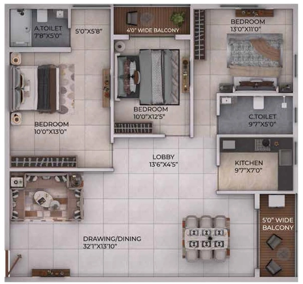 3 BHK Flat in Harshpriya HP Square in Patrapada, Bhubaneswar - Image 666486