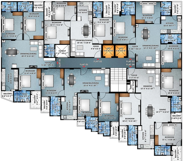 Floor Plan of Elite Pride in Vaishali Nagar, Jaipur - Image 143903