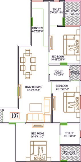 3 BHK Flat in Parth Palace in Mansarovar, Jaipur - Image 808144
