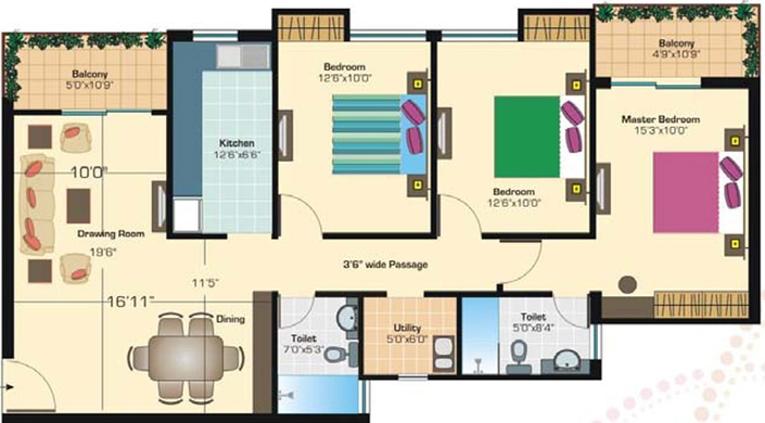 3 BHK Flat in Ashiana Manglam Rangoli Gardens in Vaishali Nagar, Jaipur - Image 808161