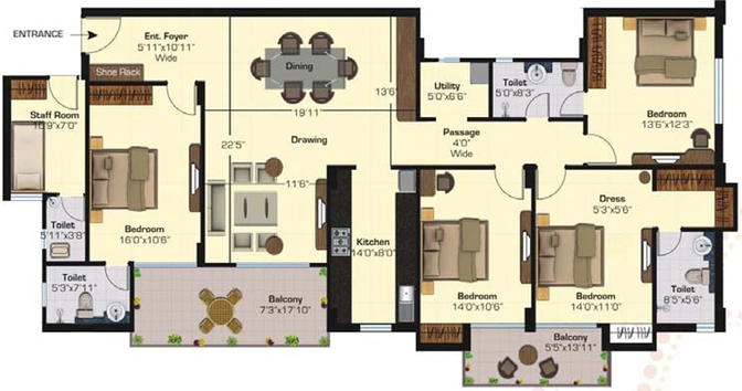 4 BHK Flat in Ashiana Manglam Rangoli Gardens in Vaishali Nagar, Jaipur - Image 808163
