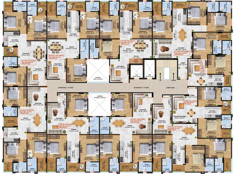 Floor Plan of MG The Landmark in Jagatpura, Jaipur - Image 143978