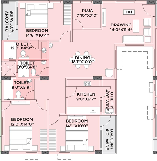 3 BHK Flat in Harshpriya RN Signature in Forest Park, Bhubaneswar - Image 666498