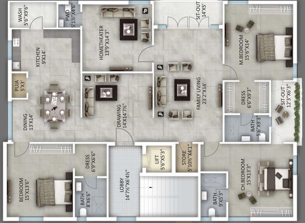3 BHK Flat in Ista Gateway in Jubilee Hills, Hyderabad - Image 808201