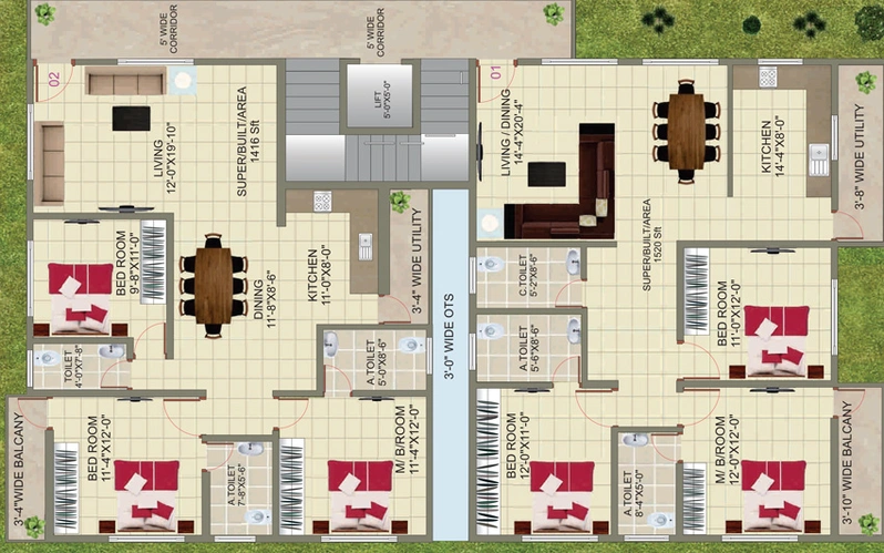 Floor Plan of APR Sapthagiri Residency in JP Nagar, Bangalore - Image 144084