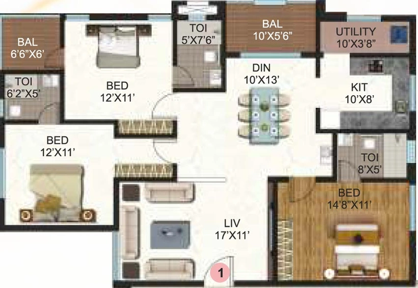3 BHK Flat in Samhita Serene MTB in Kithiganur, Bangalore - Image 808239