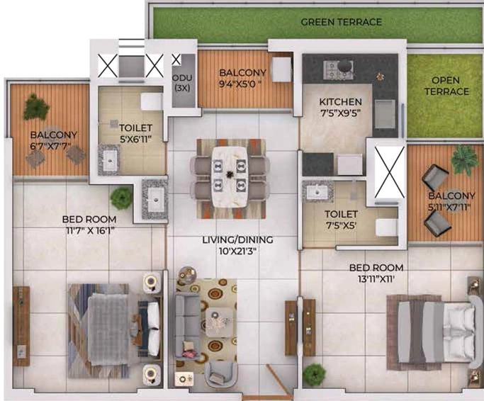2 BHK Flat in Harshpriya Solitaire in Khandagiri, Bhubaneswar - Image 666515