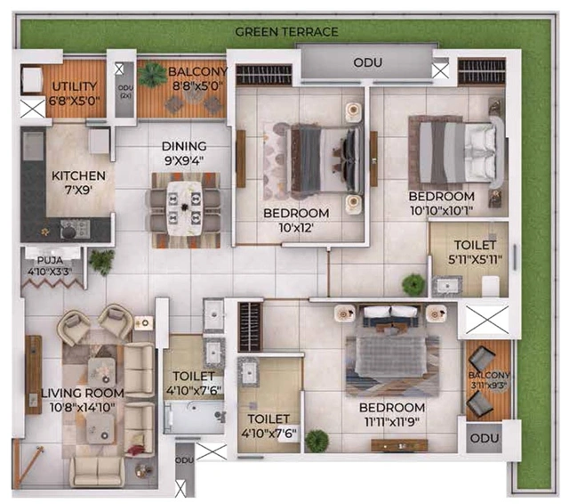 3 BHK Flat in Harshpriya Solitaire in Khandagiri, Bhubaneswar - Image 666516