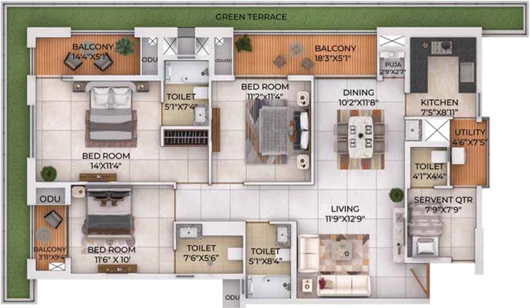 5 BHK Flat in Harshpriya Solitaire in Khandagiri, Bhubaneswar - Image 666517