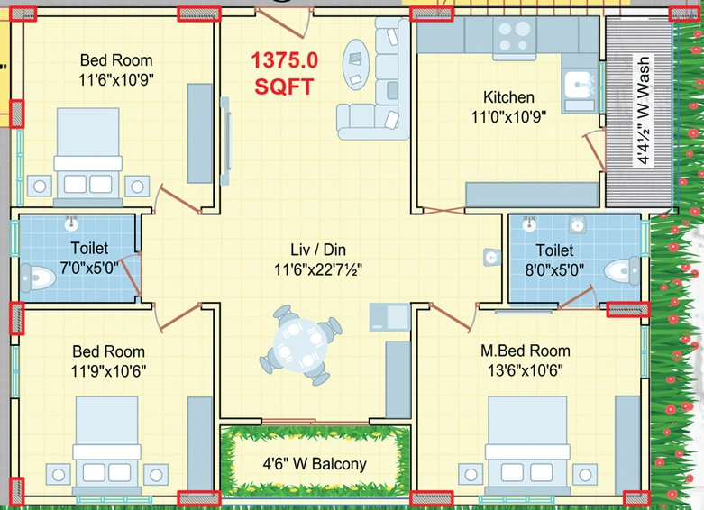 3 BHK Flat in Legend Opal in Yelahanka, Bangalore - Image 808274