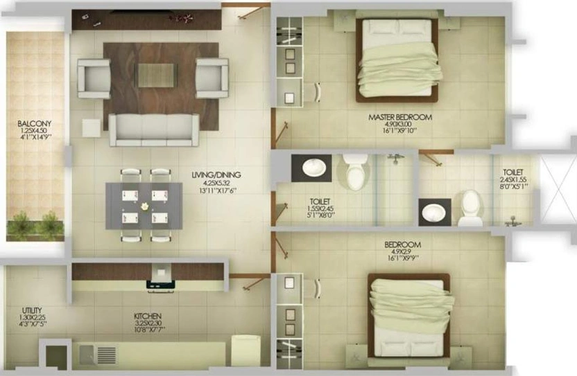 2 BHK Flat in Pramuk Aqua Heights in Electronic City, Bangalore - Image 808295