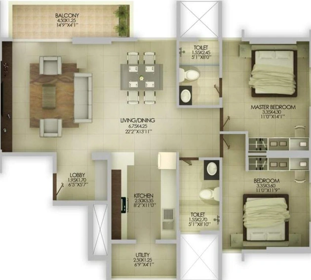 2 BHK Flat in Pramuk Aqua Heights in Electronic City, Bangalore - Image 808296