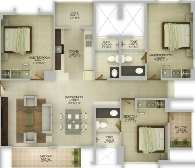 3 BHK Flat in Pramuk Aqua Heights in Electronic City, Bangalore - Image 808298