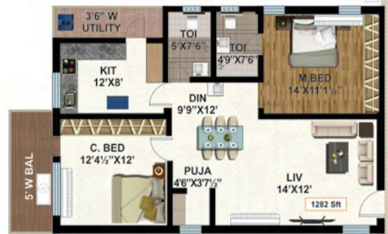 2 BHK Flat in Ashraya KVR Ashraya Awas in LB Nagar, Hyderabad - Image 808307