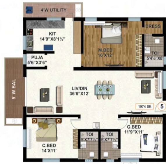 3 BHK Flat in Ashraya KVR Ashraya Awas in LB Nagar, Hyderabad - Image 808309