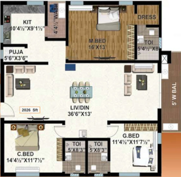3 BHK Flat in Ashraya KVR Ashraya Awas in LB Nagar, Hyderabad - Image 808310