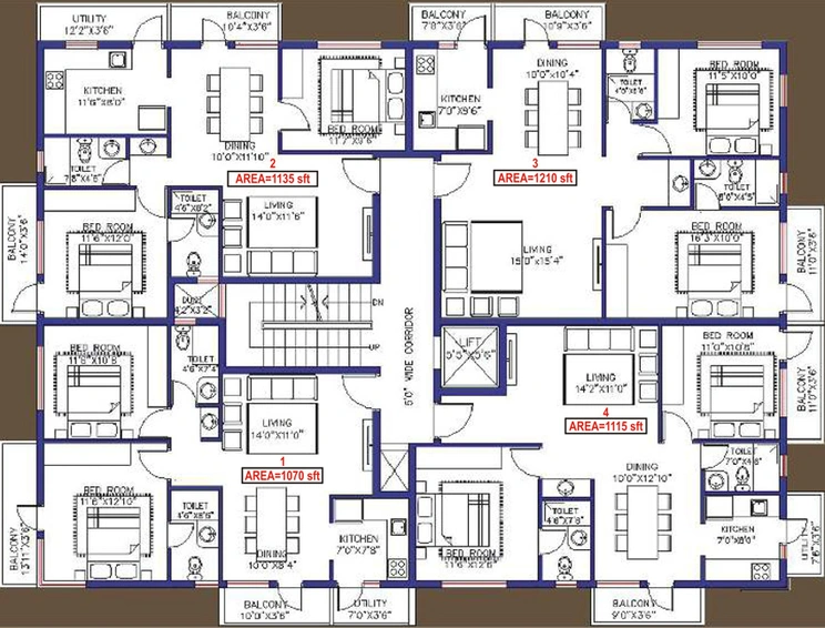 Floor Plan of Saveria Oaks Wood in Kalyan Nagar, Bangalore - Image 144419