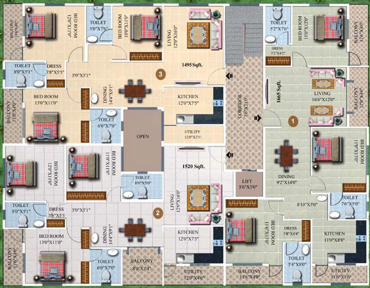 Floor Plan of Saveria Metropole in Kasturi Nagar, Bangalore - Image 144486