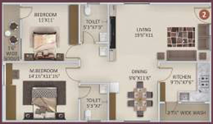 2 BHK Flat in Nayan Nature Ville in Suchitra, Hyderabad - Image 808361