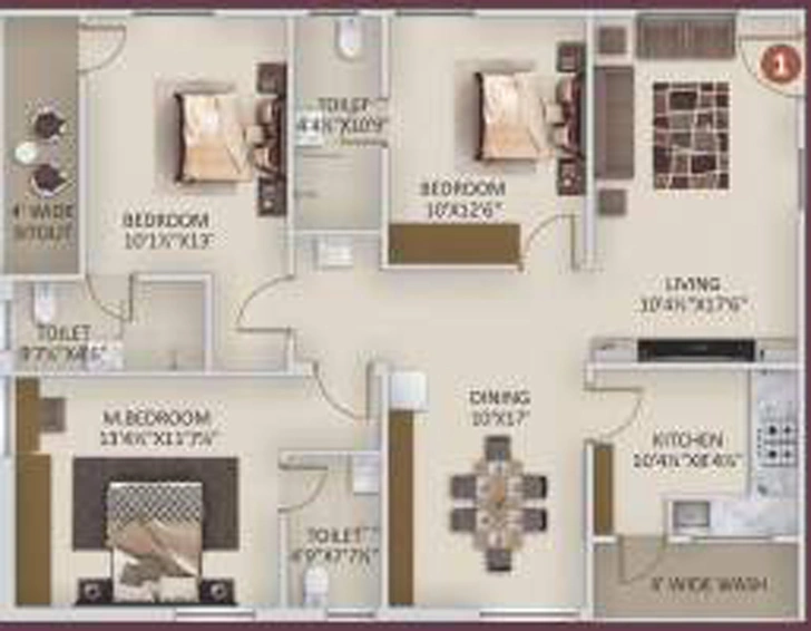 3 BHK Flat in Nayan Nature Ville in Suchitra, Hyderabad - Image 808362