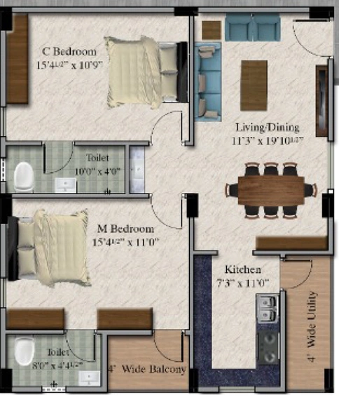2 BHK Flat in PSR Jewel Park in Ameenpur, Hyderabad - Image 808371
