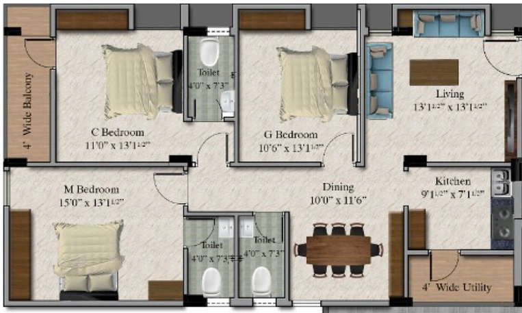 3 BHK Flat in PSR Jewel Park in Ameenpur, Hyderabad - Image 808372
