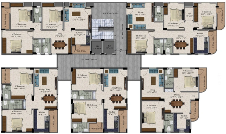 Floor Plan of PSR Jewel Park in Ameenpur, Hyderabad - Image 144522