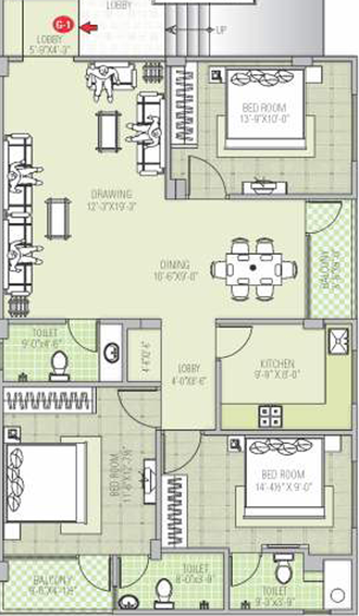 3 BHK Flat in Ganga Classic Residency in Vaishali Nagar, Jaipur - Image 808440