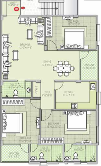 3 BHK Flat in Ganga Classic Residency in Vaishali Nagar, Jaipur - Image 808441