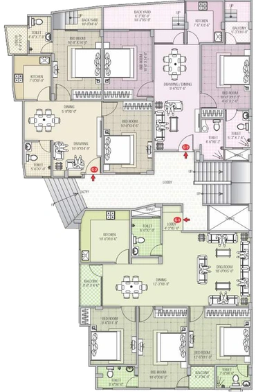 Floor Plan of Ganga Classic Residency in Vaishali Nagar, Jaipur - Image 144666