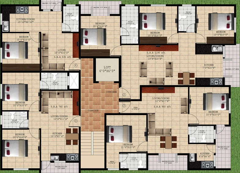 Floor Plan of Prabhavathi Radiance in Kodichikkanahalli, Bangalore - Image 144759