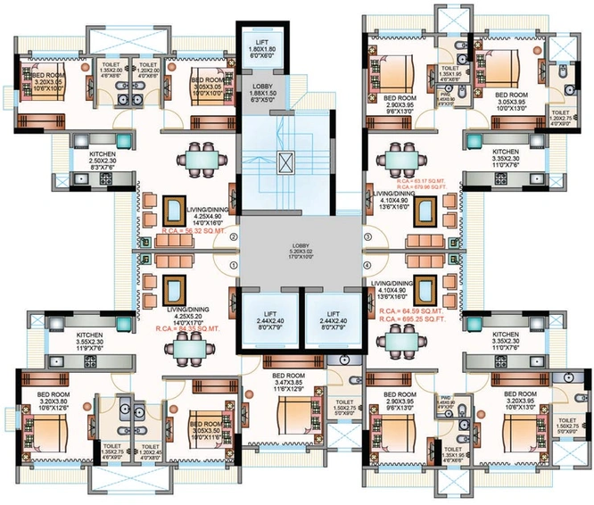 Floor Plan of Metro Millennium in Malad West, Mumbai - Image 96284