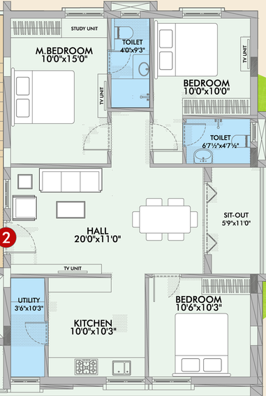 3 BHK Flat in Hallmarks Amigo in Kondapur, Hyderabad - Image 808532