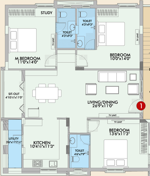 3 BHK Flat in Hallmarks Amigo in Kondapur, Hyderabad - Image 808533